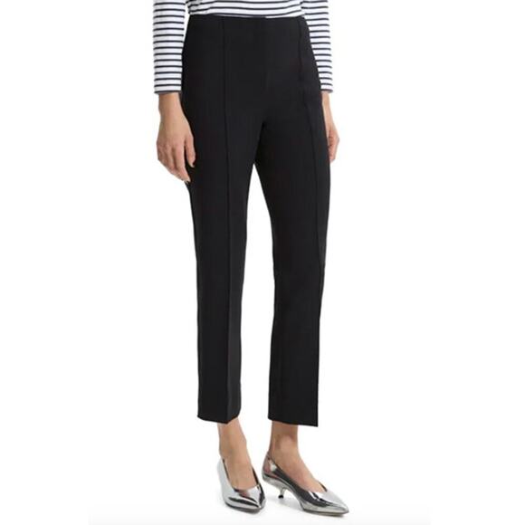 Theory Black Pintuck Straight Leg Cropped Trousers Size 12 - Picture 1 of 6